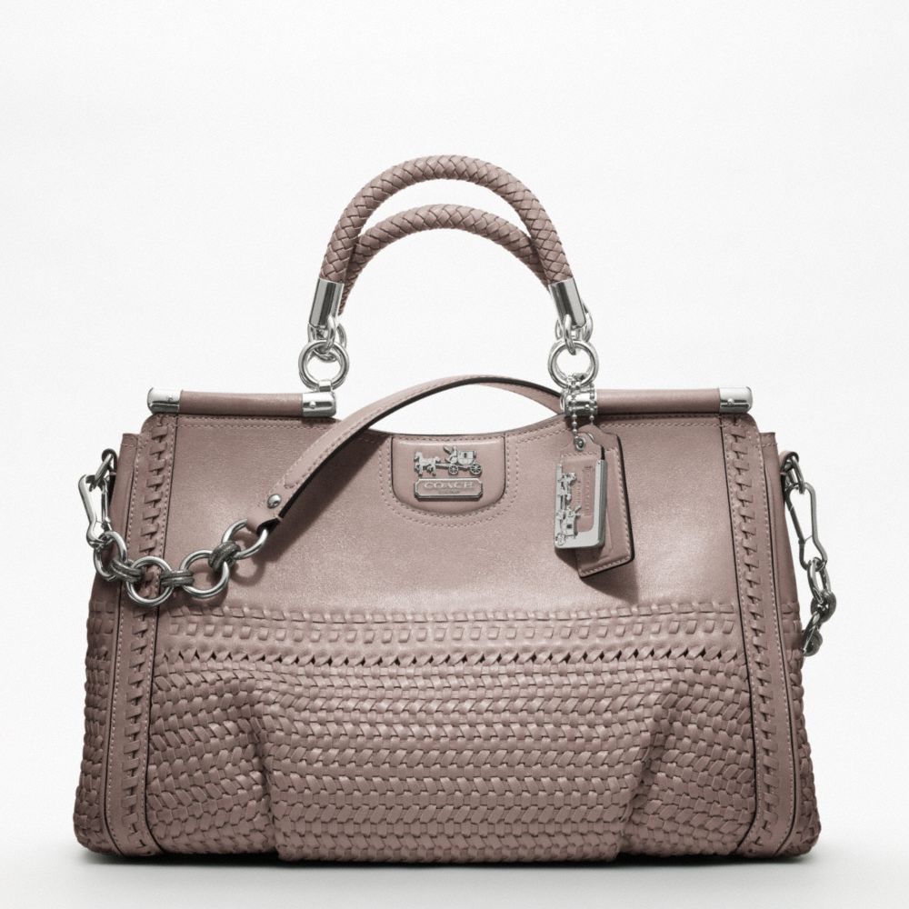 MADISON WOVEN LEATHER CAROLINE DOWEL SATCHEL