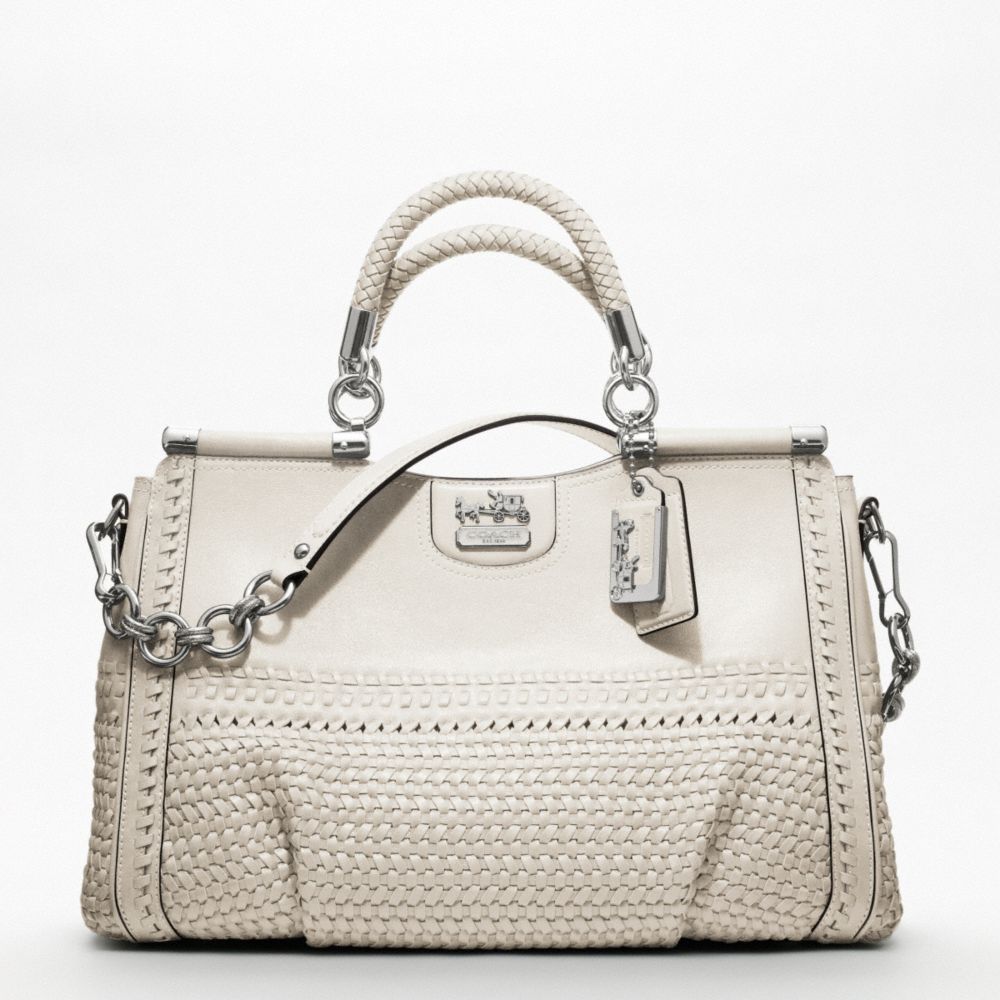MADISON WOVEN LEATHER CAROLINE DOWEL SATCHEL