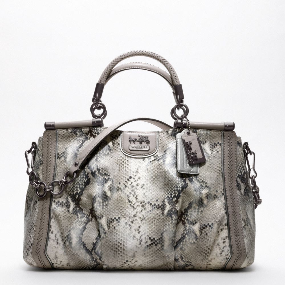 MADISON EMBOSSED METALLIC PYTHON CAROLINE DOWEL SATCHEL