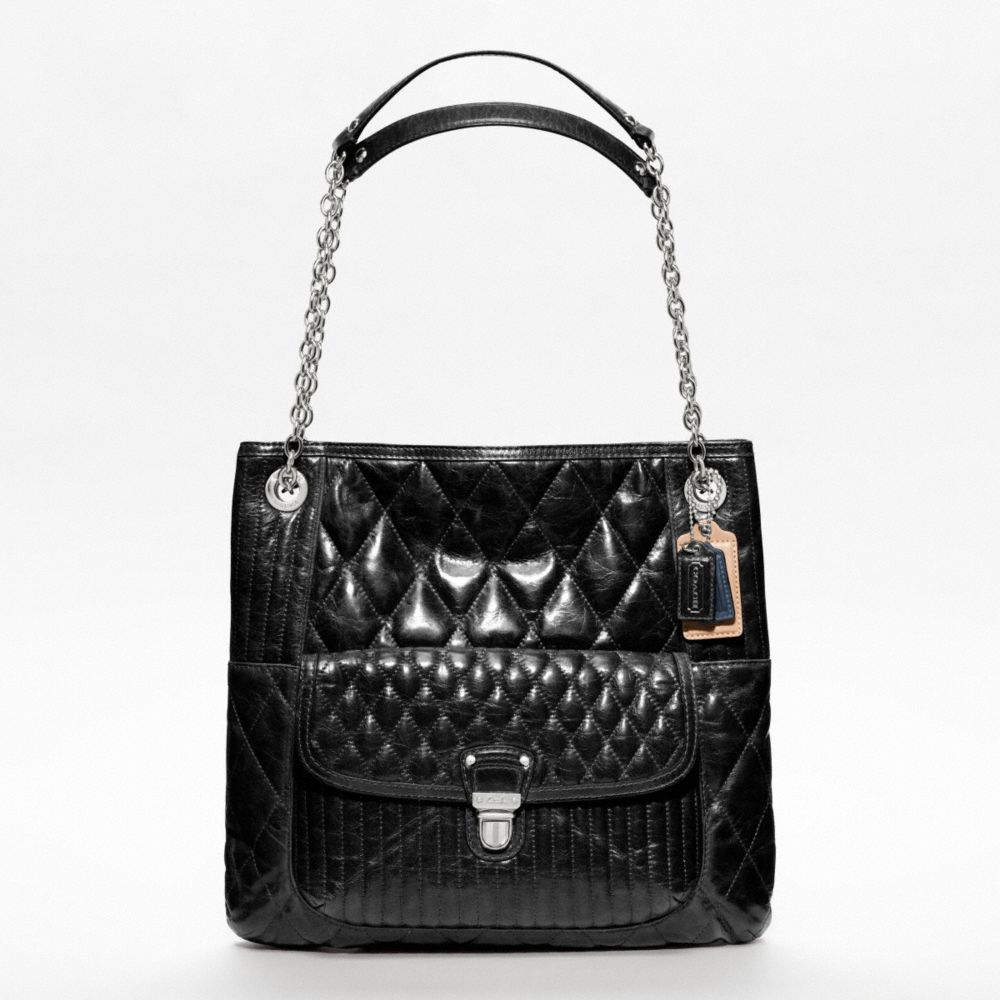 POPPY QUILTED LEATHER SLIM TOTE