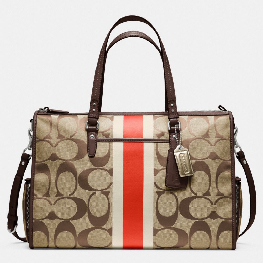 BABY BAG SIGNATURE STRIPE DOUBLE ZIP TOTE