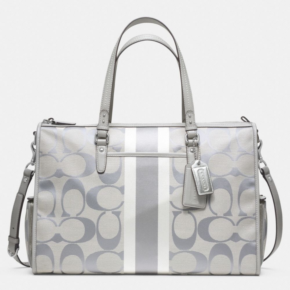BABY BAG SIGNATURE STRIPE DOUBLE ZIP TOTE