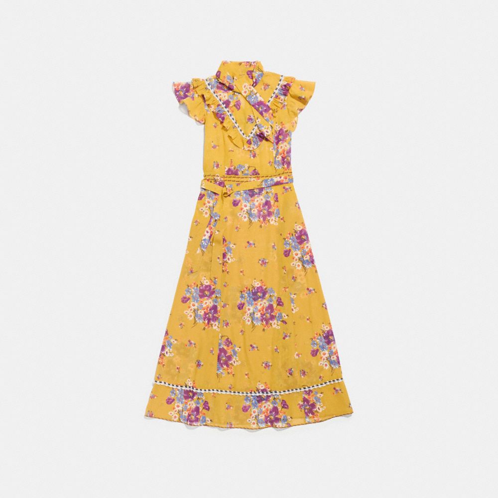 DAISY BOUQUET SLEEVELESS WESTERN DRESS WITH NECKTIE