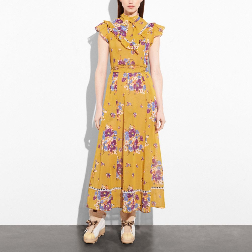 DAISY BOUQUET SLEEVELESS WESTERN DRESS WITH NECKTIE