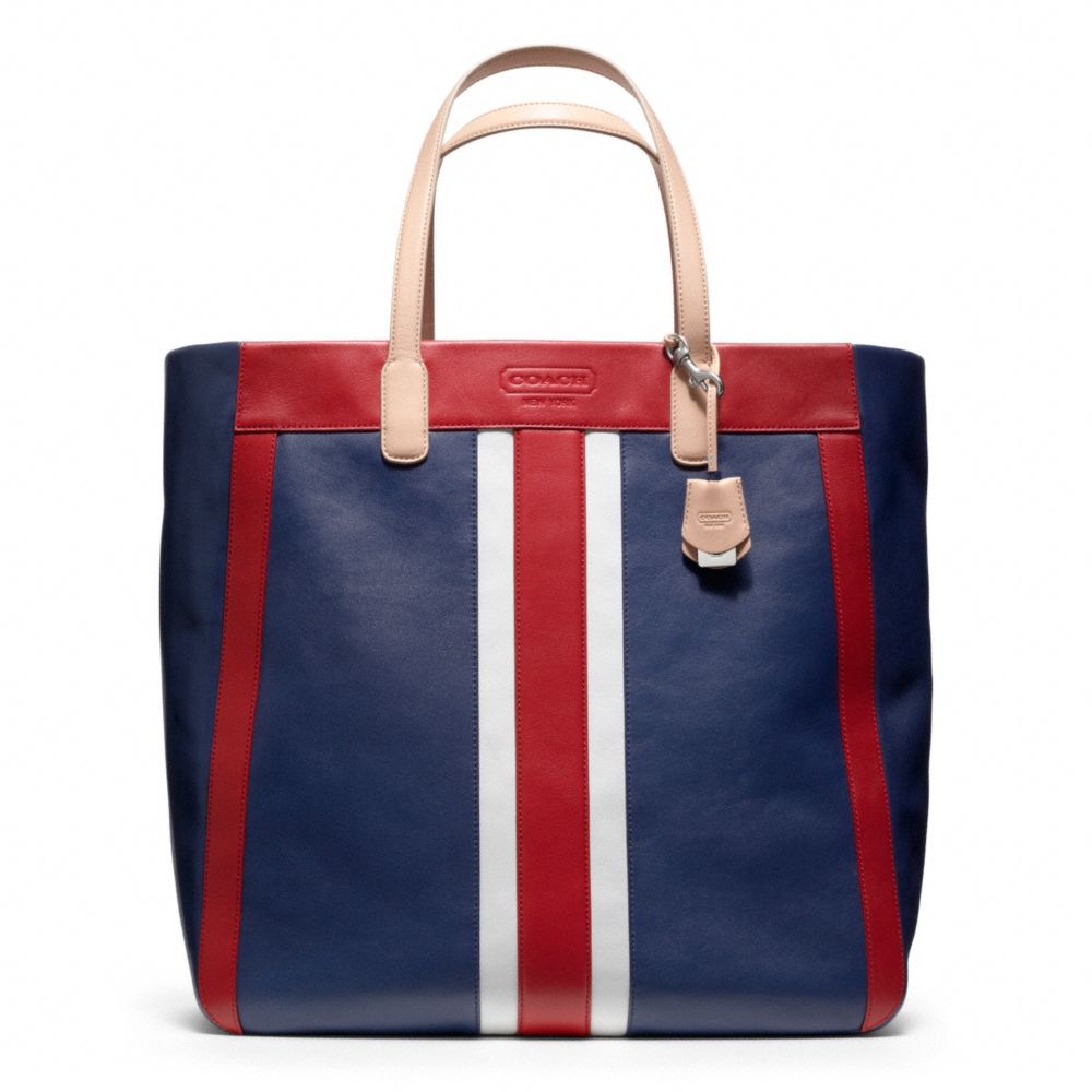 LEGACY WEEKEND BEACH LEATHER STRIPE LARGE NORTH/SOUTH TOTE