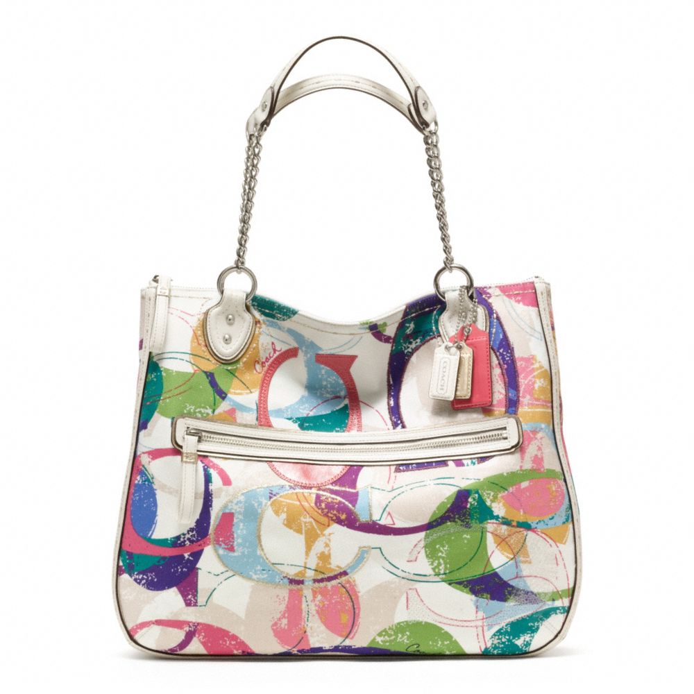 POPPY STAMPED C EAST/WEST CHAIN TOTE