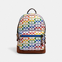 COACH WEST BACKPACK IN RAINBOW SIGNATURE CANVAS - QB/CHALK MULTI - 2471