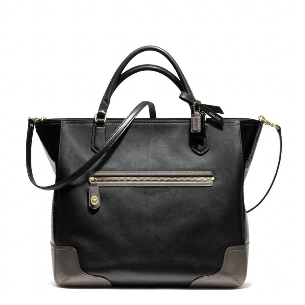 POPPY COLORBLOCK LEATHER BLAIRE TOTE