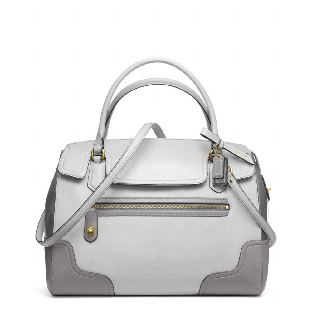 POPPY COLORBLOCK LEATHER FLAP SATCHEL