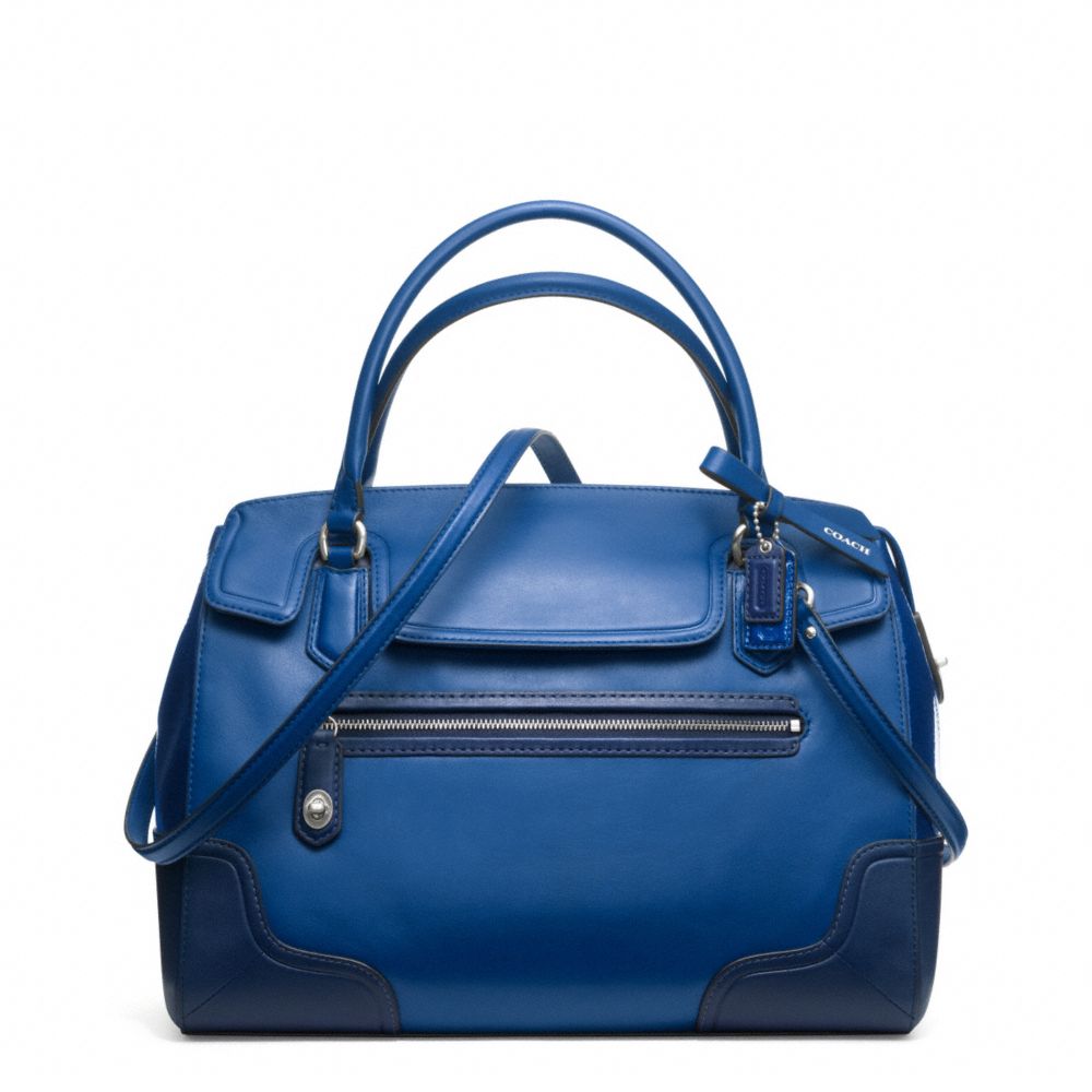 POPPY COLORBLOCK LEATHER FLAP SATCHEL