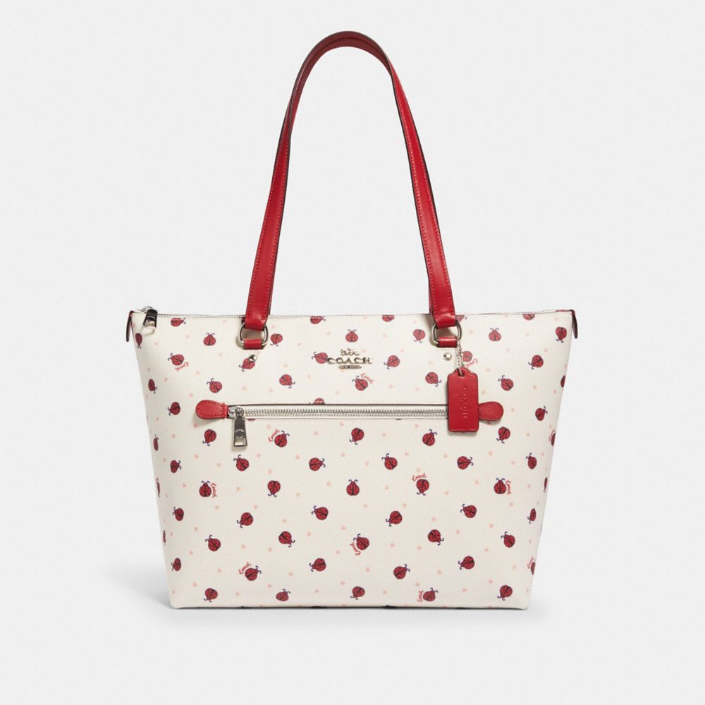 COACH GALLERY TOTE WITH LADYBUG PRINT - SV/CHALK/ RED MULTI - 2720