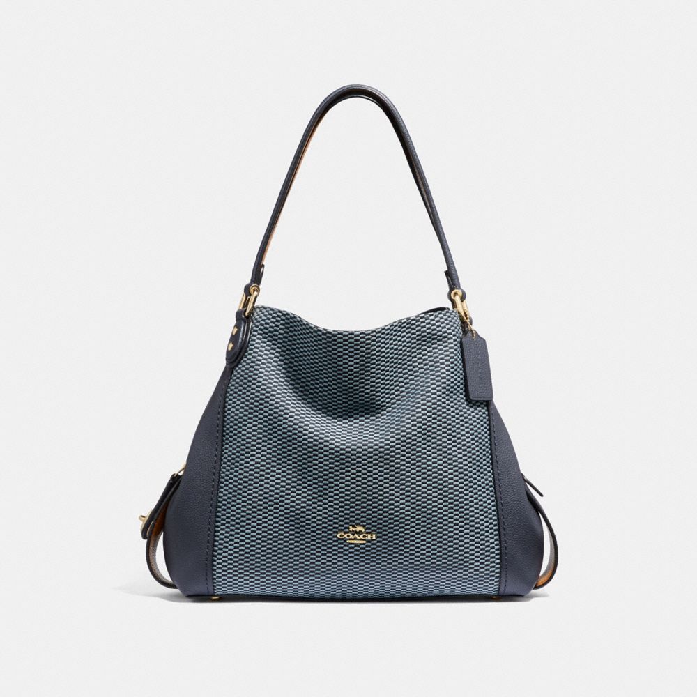 COACH Edie Shoulder Bag 31 With Legacy Print - GOLD/MIDNIGHT NAVY - 28895