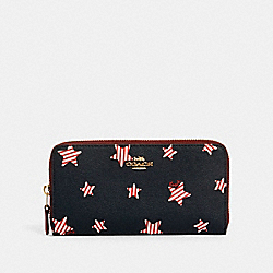 COACH ACCORDION ZIP WALLET WITH AMERICANA STAR PRINT - IM/NAVY/ RED MULTI - 3116