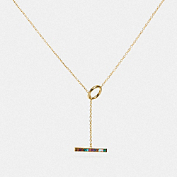 COACH Legacy Rainbow Horizontal Bar Drop Necklace - GOLD/LEGACY MULTI - 3189