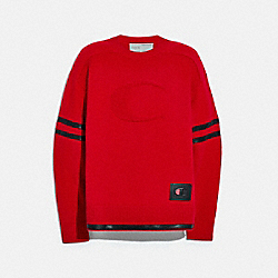 COACH Coach X Champion Football Sweater - RED. - 3375