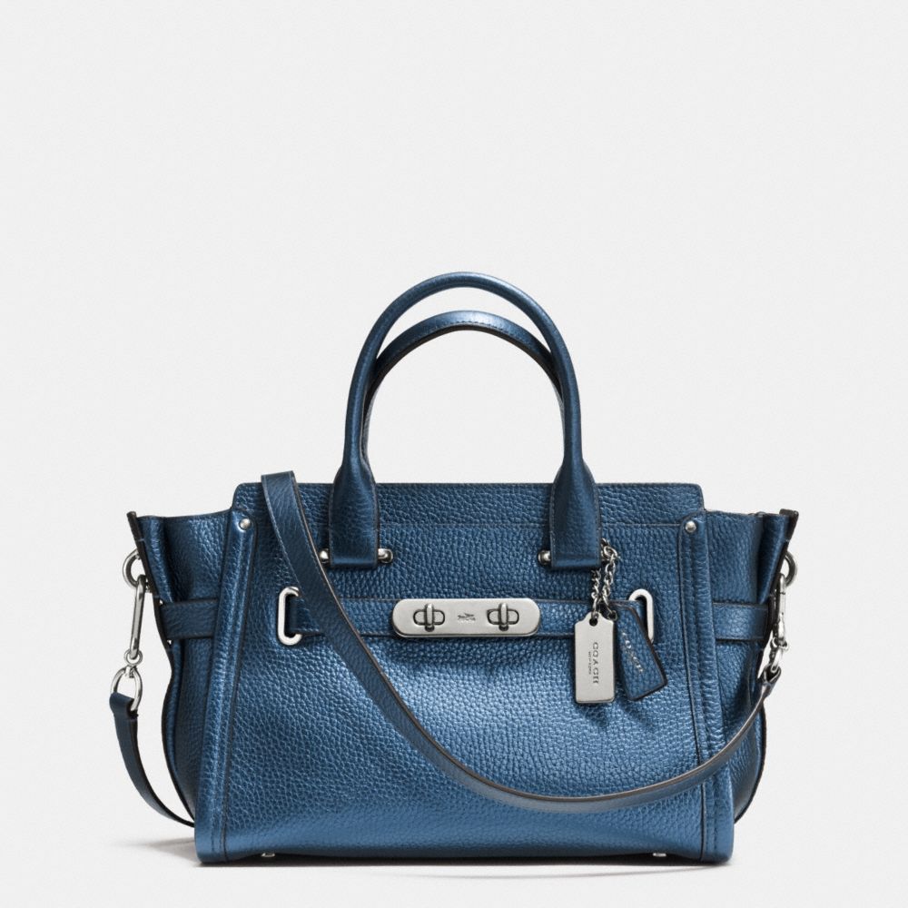 blue leather coach