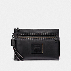 COACH Academy Pouch With Rivets - BLACK - 38148