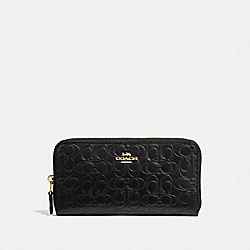 COACH ACCORDION ZIP WALLET IN SIGNATURE LEATHER - BLACK/GOLD - 39255