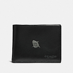 COACH Boxed Slim Billfold Wallet With Shark Motif - BLACK SHARK - 39637