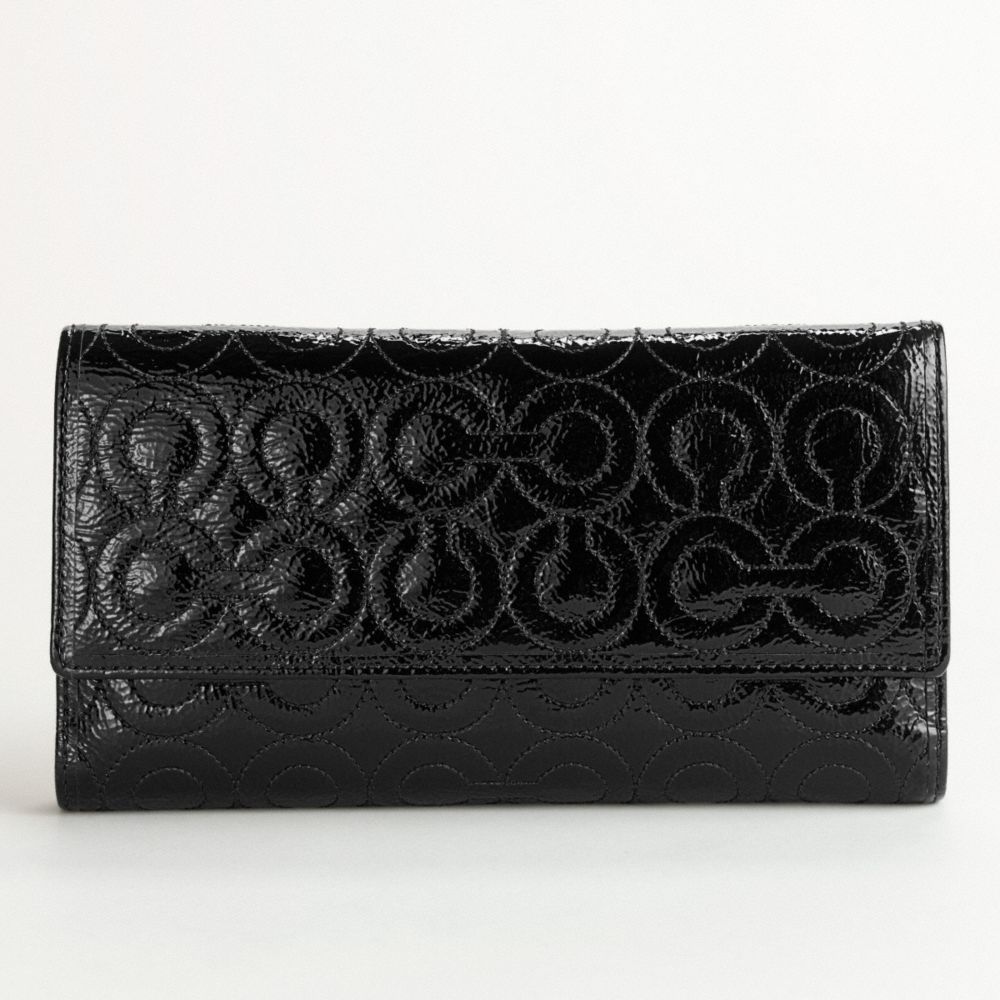Gramercy Embossed Patent Checkbook Wallet $218.00