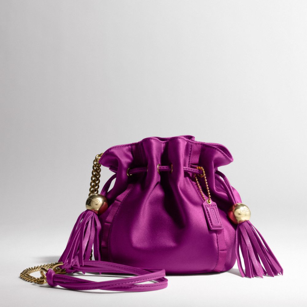 AMANDA SATIN DRAWSTRING BAG $198.00