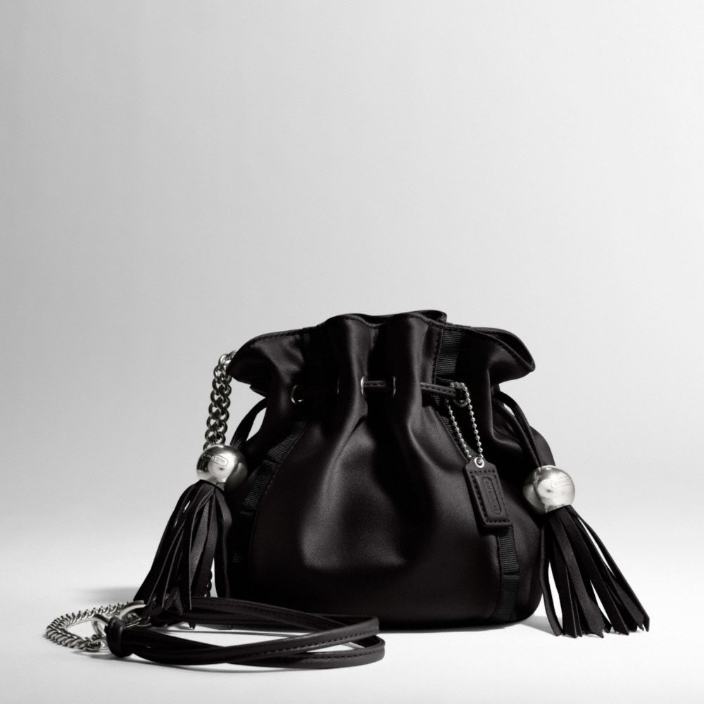 AMANDA SATIN DRAWSTRING BAG $198.00