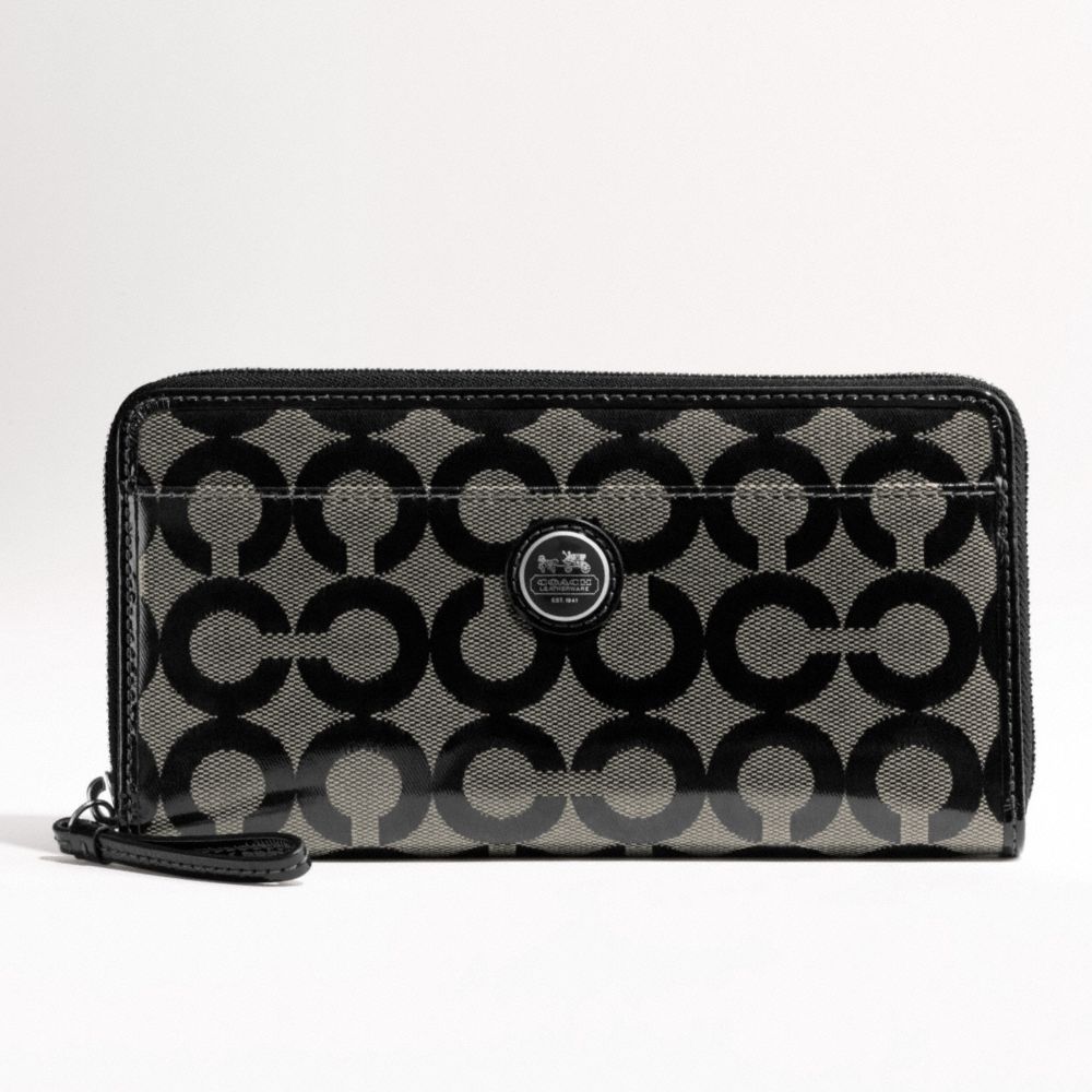 ALEX COATED OP ART ZIP AROUND WALLET $198.00