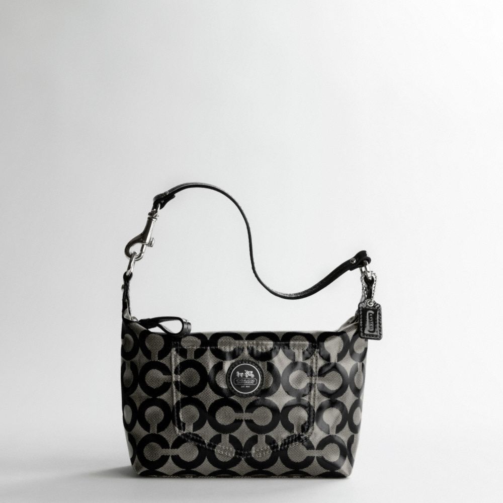 ALEX COATED OP ART TOP HANDLE POUCH $128.00