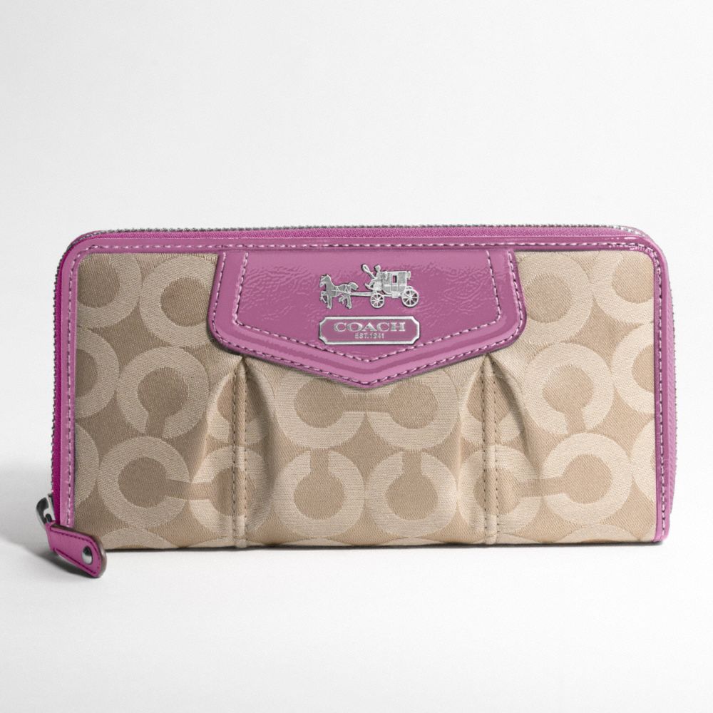 madison op art sateen accordion zip around wallet $198.00