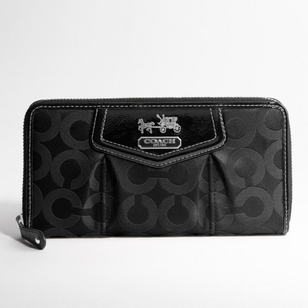madison op art sateen accordion zip around wallet $198.00