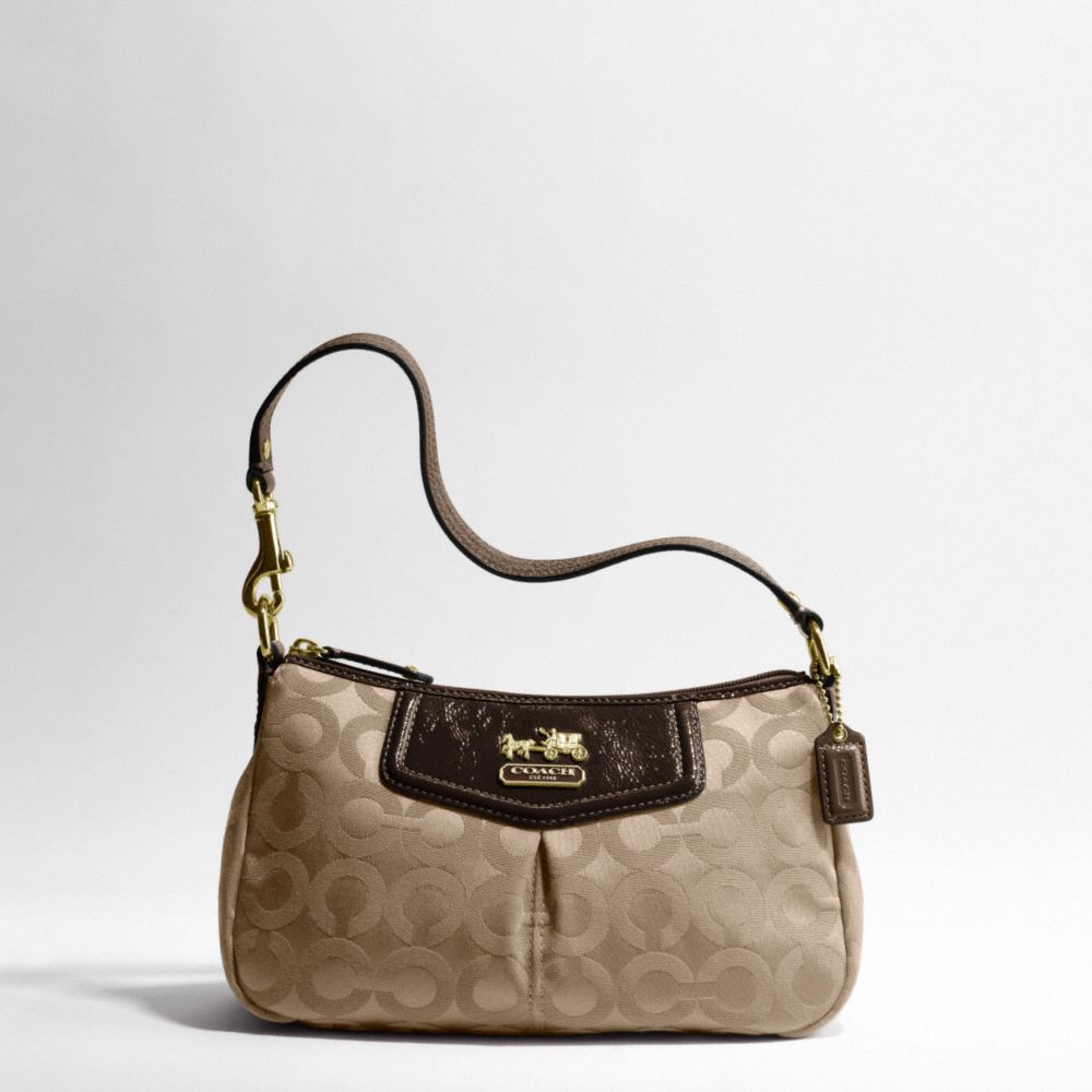MADISON OP ART SATEEN TOP HANDLE POUCH $148.00