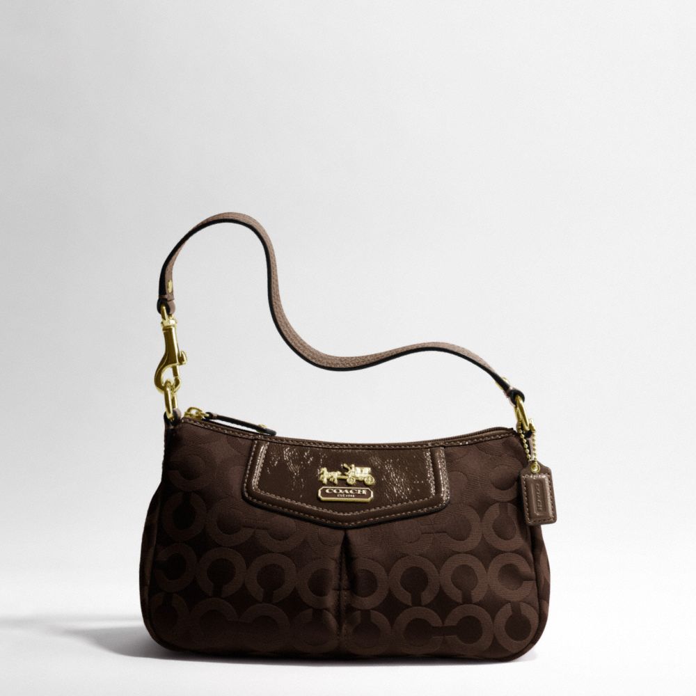 MADISON OP ART SATEEN TOP HANDLE POUCH $148.00