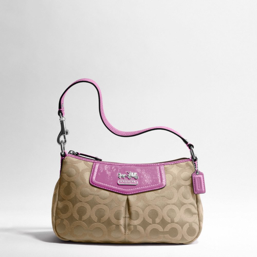MADISON OP ART SATEEN TOP HANDLE POUCH $148.00
