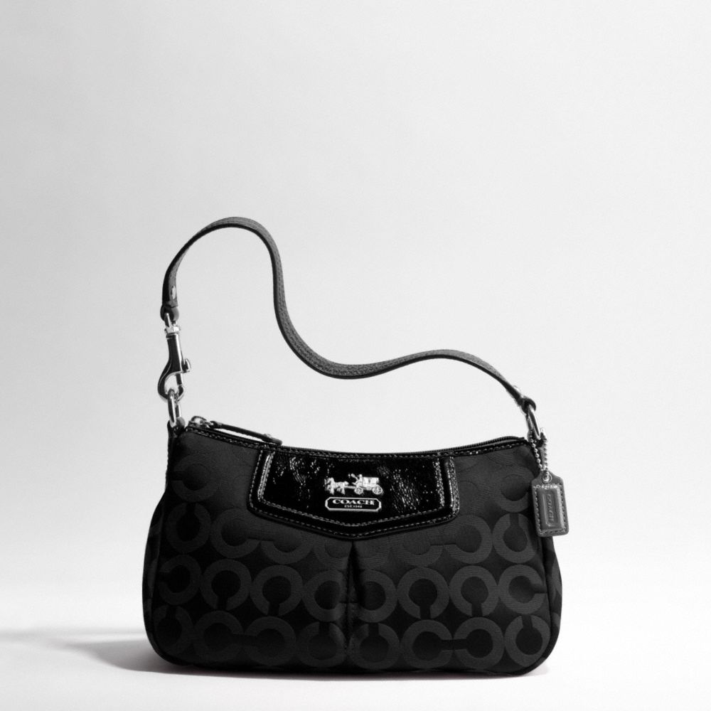 MADISON OP ART SATEEN TOP HANDLE POUCH $148.00