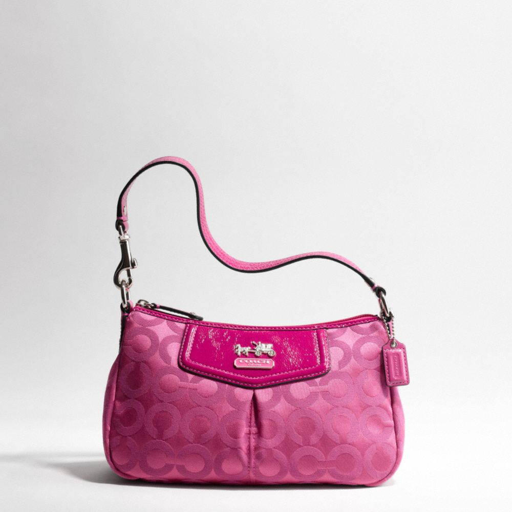MADISON OP ART SATEEN TOP HANDLE POUCH $148.00