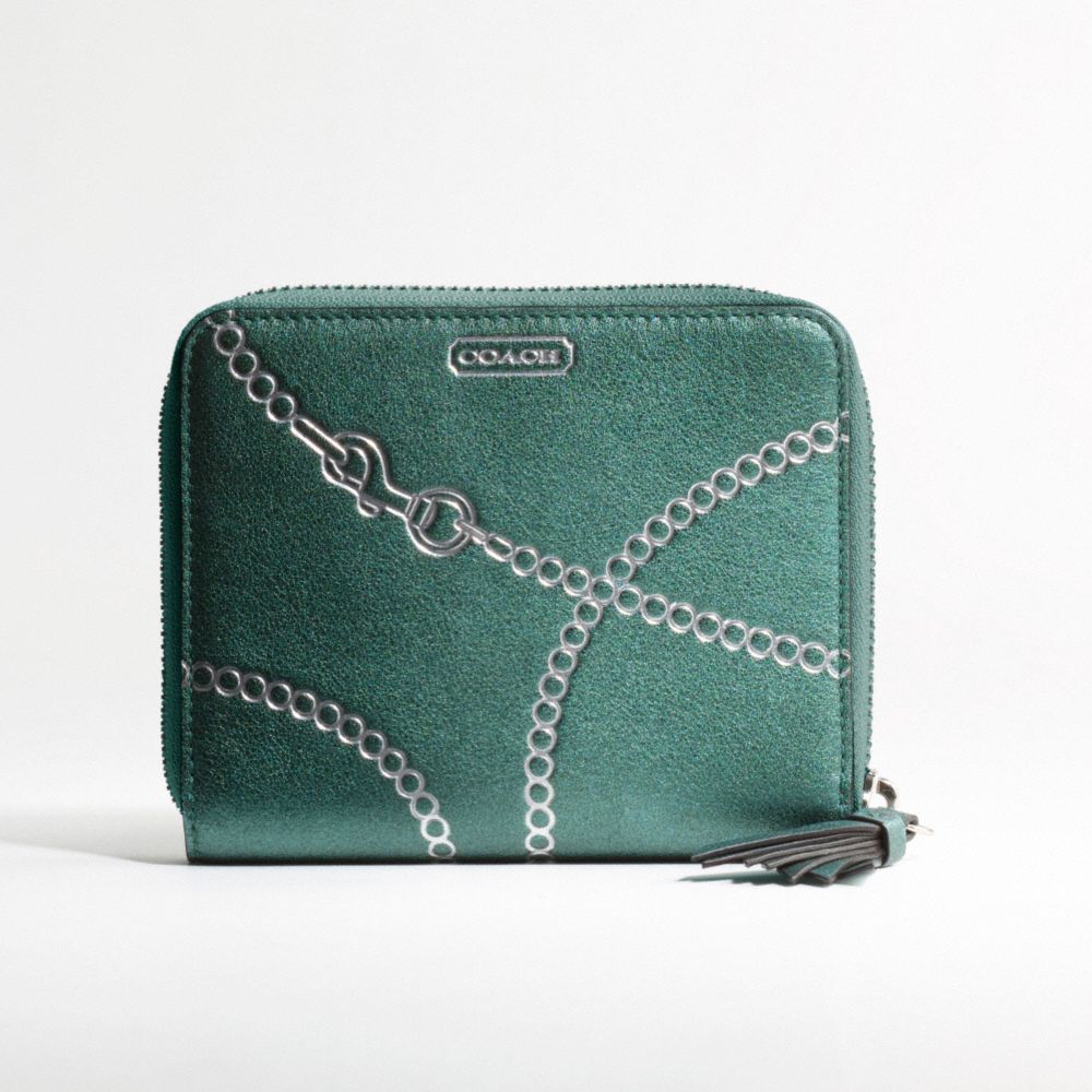 METALLIC LEATHER MEDIUM ZIP AROUND WALLET $138.00