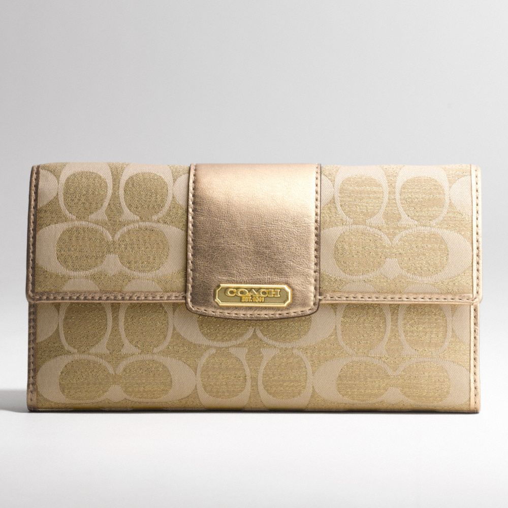 PENELOPE SIGNATURE LUREX CHECKBOOK WALLET $238.00