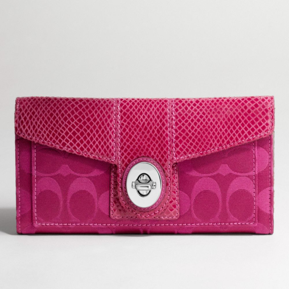 PEYTON SIGNATURE SATEEN CHECKBOOK WALLET $218.00