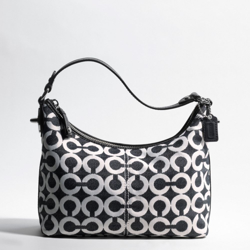 PEYTON CANVAS OP ART TOP HANDLE POUCH $148.00
