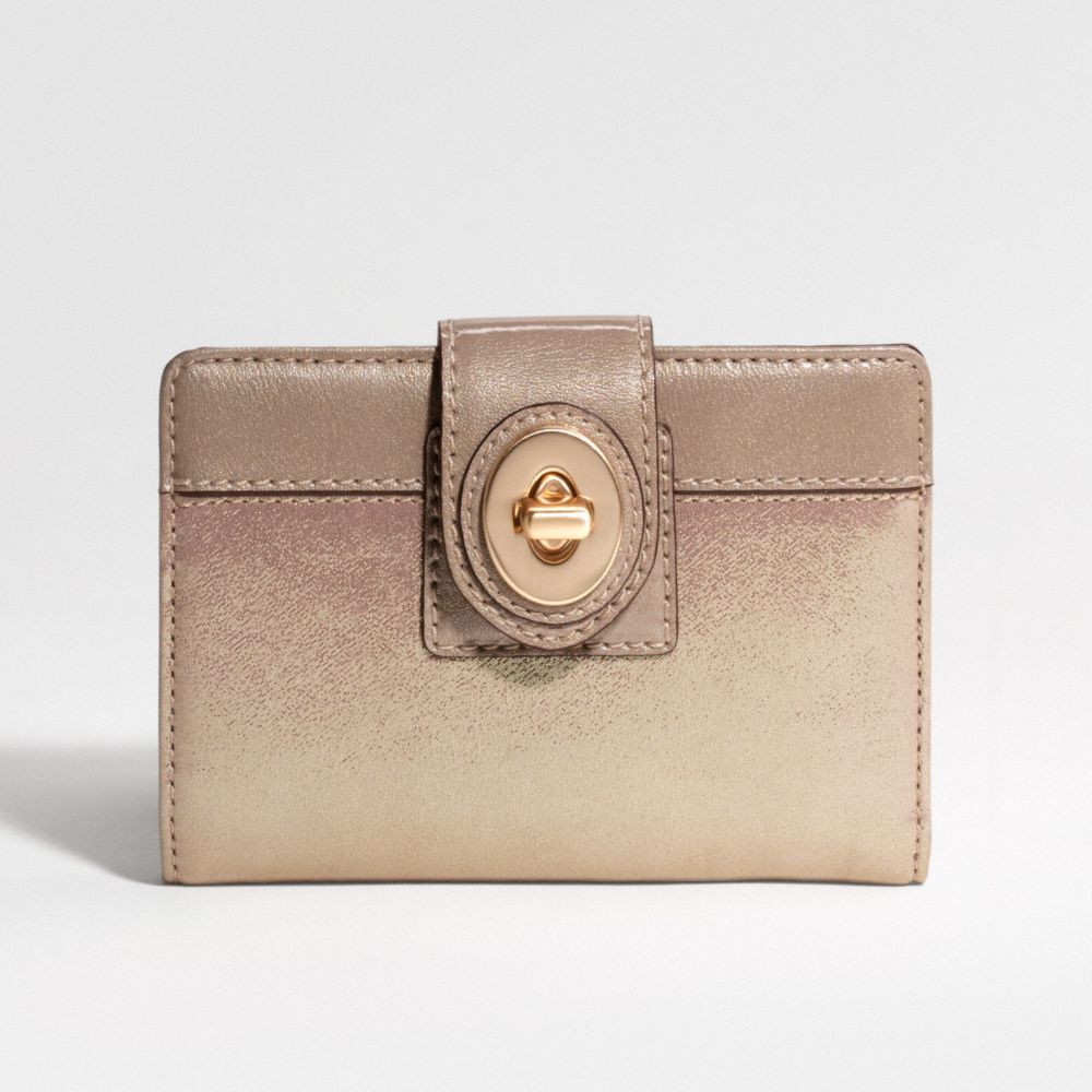 PEYTON TEXTURED METALLIC LEATHER MEDIUM WALLET $128.00