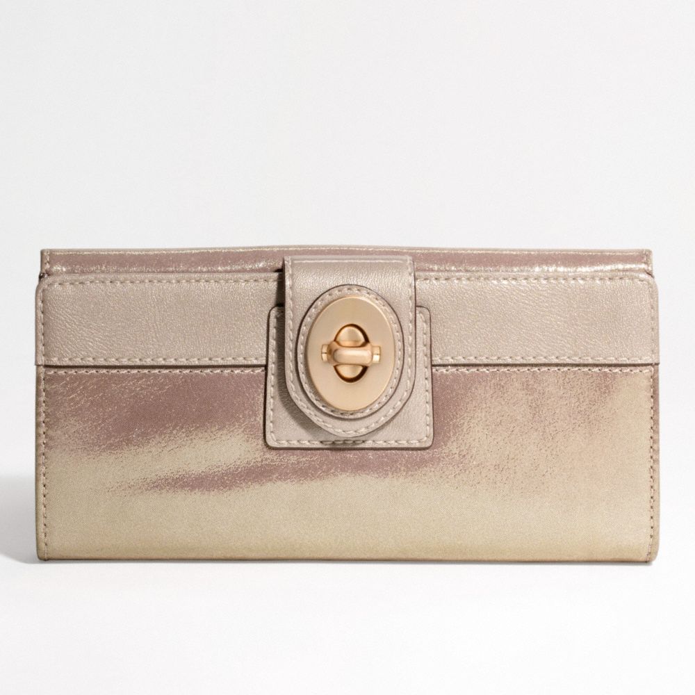 PEYTON METALLIC LEATHER SLIM ENVELOPE WALLET $208.00
