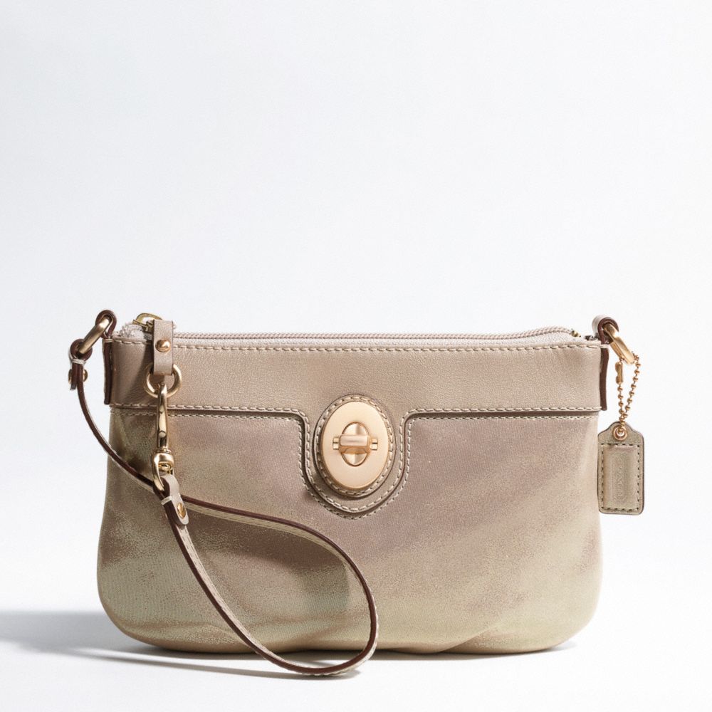 PEYTON METALLIC LEATHER LARGE WRISTLET $108.00