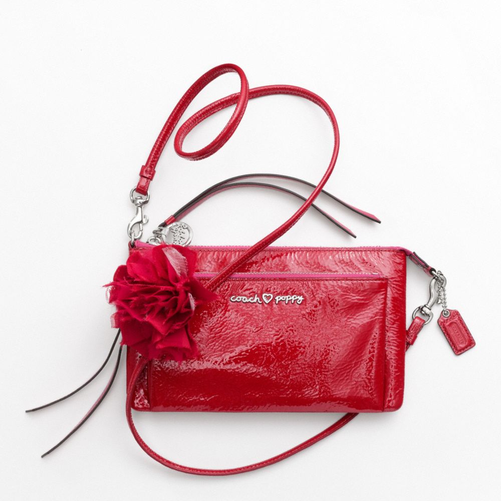 POPPY PATENT DOUBLE ZIP CROSSBODY $148.00