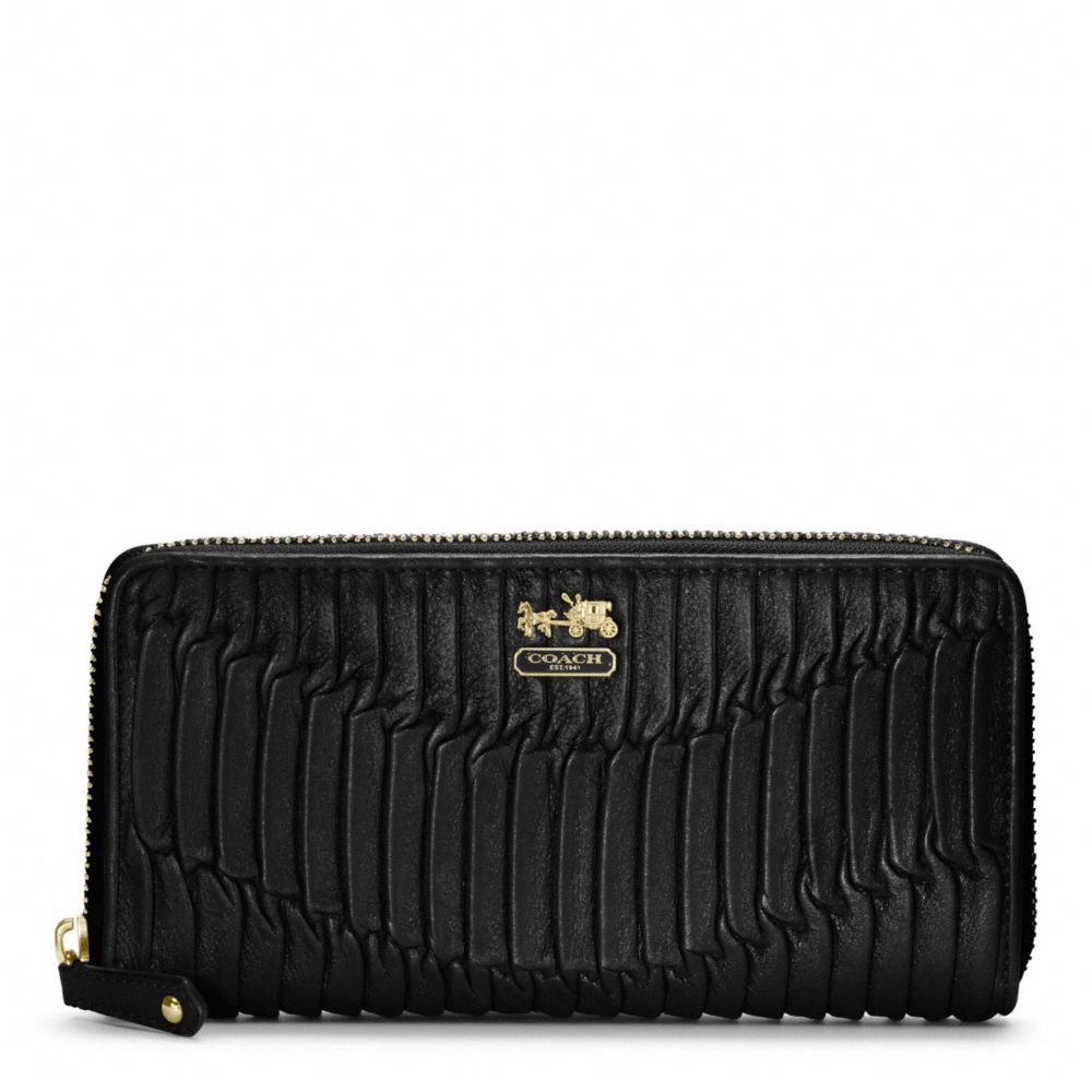 MADISON GATHERED LEATHER ACCORDION ZIP