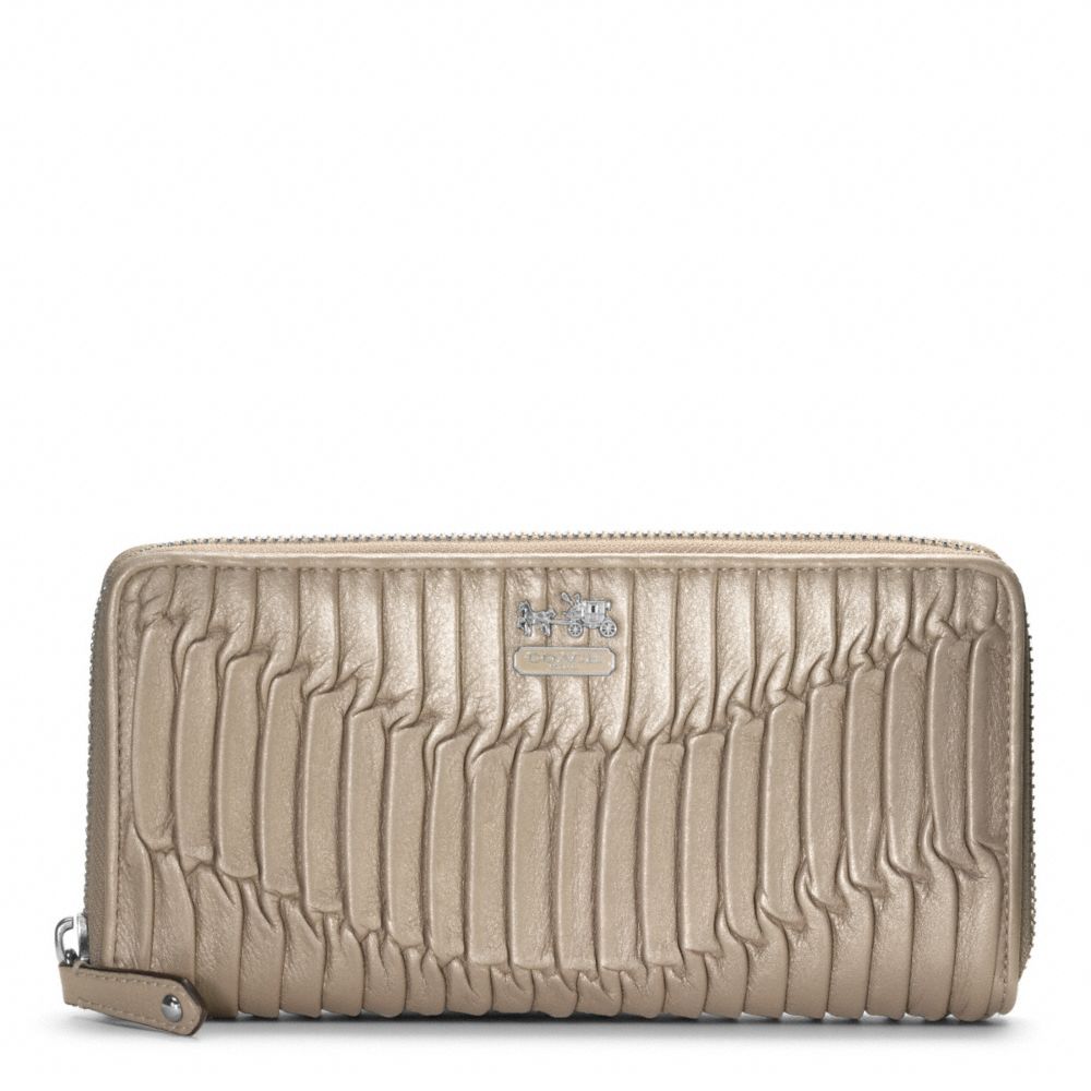 MADISON GATHERED LEATHER ACCORDION ZIP