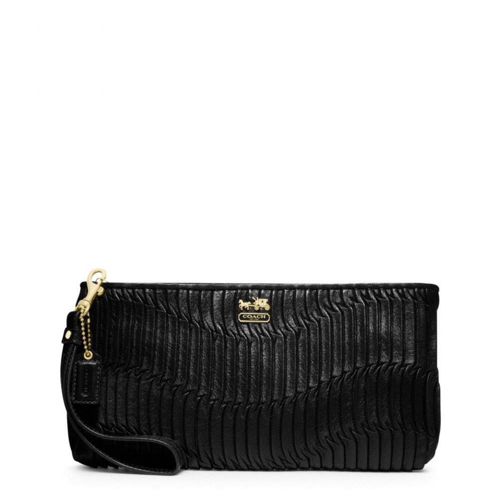 MADISON GATHERED LEATHER ZIP CLUTCH
