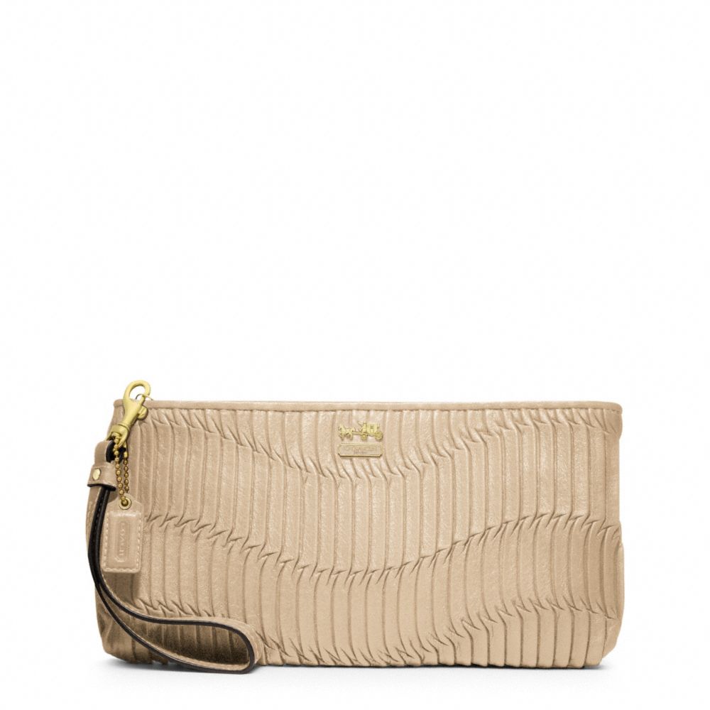 MADISON GATHERED LEATHER ZIP CLUTCH