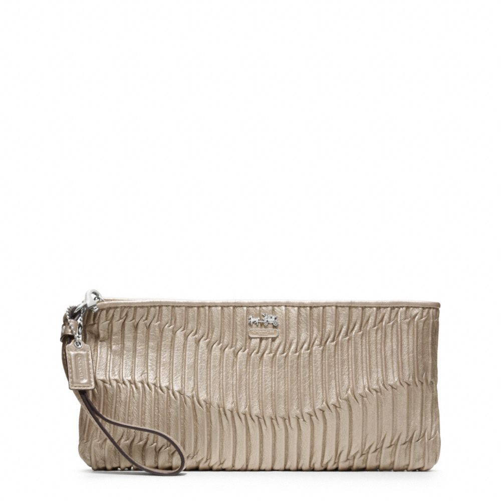 MADISON GATHERED LEATHER ZIP CLUTCH