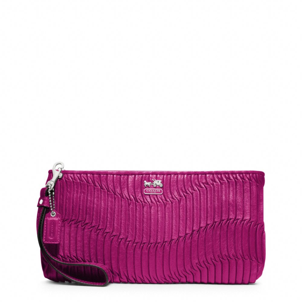 MADISON GATHERED LEATHER ZIP CLUTCH