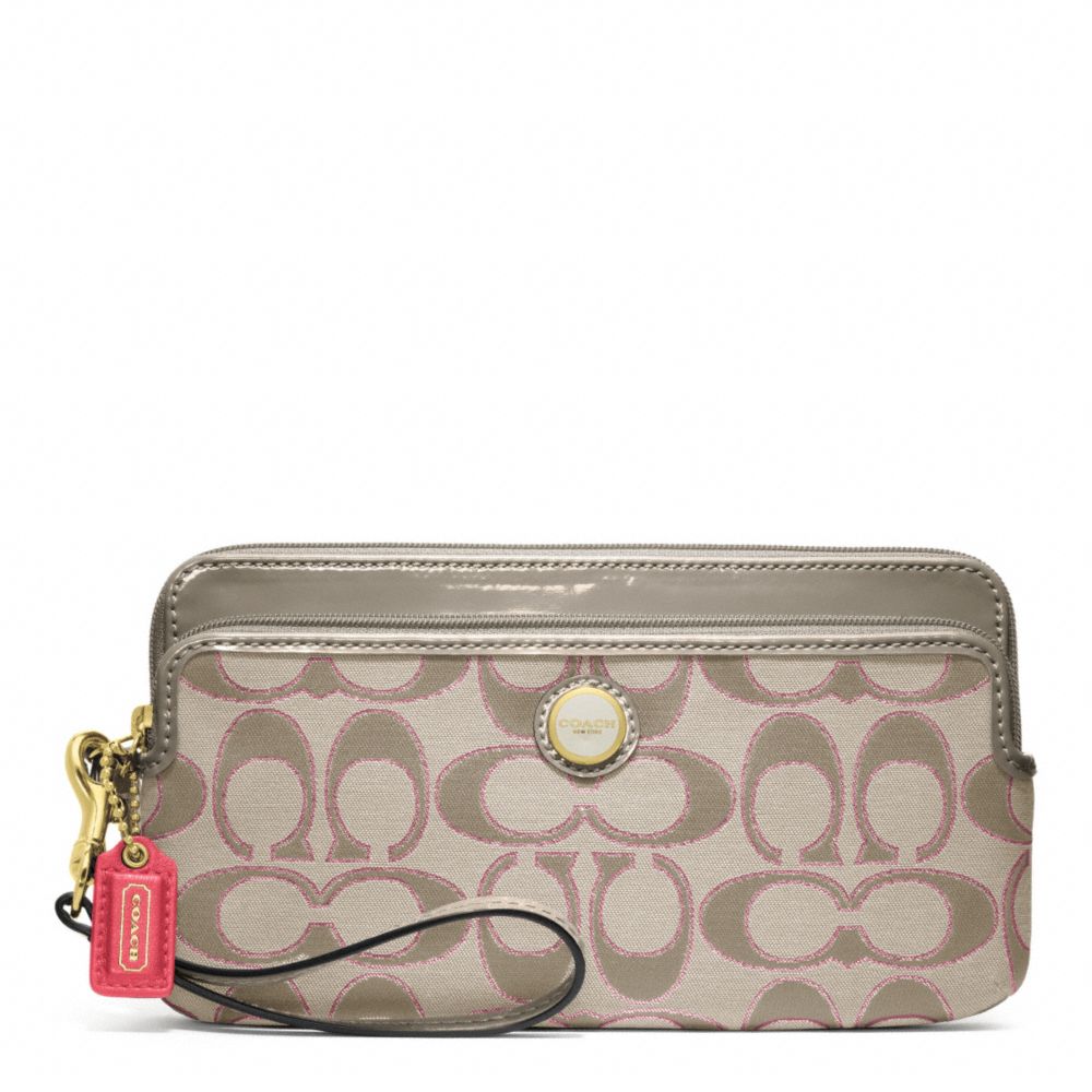 POPPY SIGNATURE SATEEN METALLIC DOUBLE ZIP WALLET